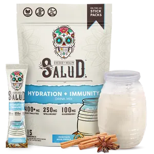 Salud 2-in-1 Hydration & Immunity Packets – Horchata Flavor – with Electrolytes, Immune Support, Elderberry & Dairy & Soy Free - 400mg, 250mg, 100mg, 15 Servings - Healthcare, Vitamin