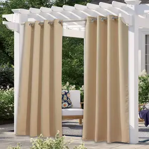 NICETOWN Outdoor Curtains for Patio Waterproof 95" L Blackout Gazebo Curtain for Pergola/Porch Weatherproof UV & Privacy Protection Outside Drape 52" Wide 1 Panel Biscotti Beige