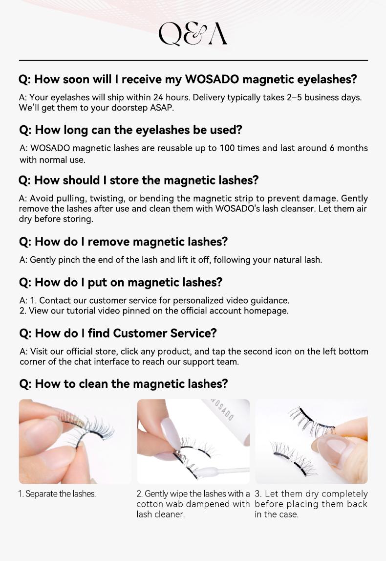 Wosado Soft Magnetic Extended-Band Eyelashes Set with All-in-One Applicator Kit, Reusable, No Glue, Waterproof Lashes, Makeup Lash Extensions Cosmetic