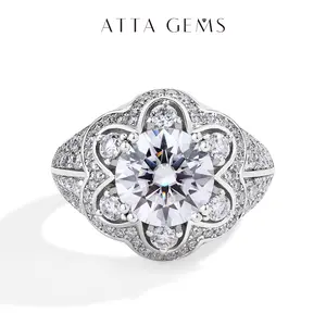 Brilliant Cut 3CT Synthetic Moissanite flower Ring for Women Anniversary Gift Engagement R157