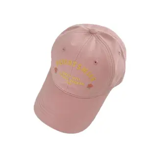 Floral pink letter baseball cap for women with large head circumference, soft top, wide brim, makes the face look smaller