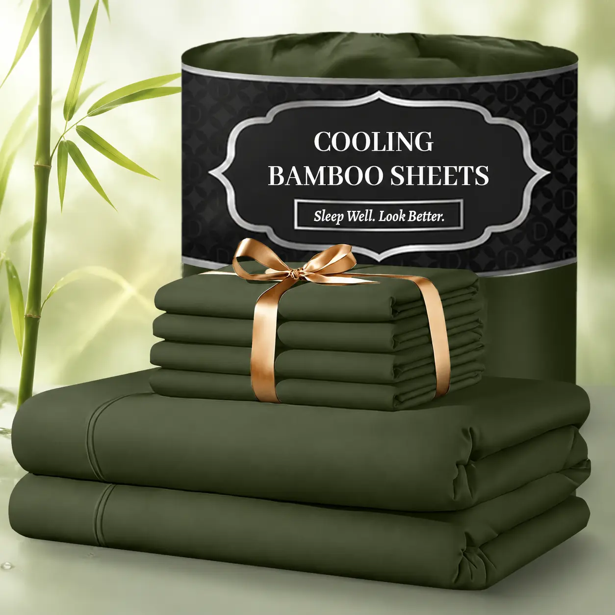 Bamboo Bed Sheet Set with Silky Cooling Bedsheets - 4/6pcs Extra Deep Pockets, Ultra-Soft, Wrinkle-Free, Comfy Breathable Bedding Sets with Pillowcases, Hotel Luxury, Cooling Effect for Kids & Adults, Bamboo Sheets