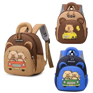 Cute Capybara Boys Girls Children Backpack Kindergarten Nylon School Bag