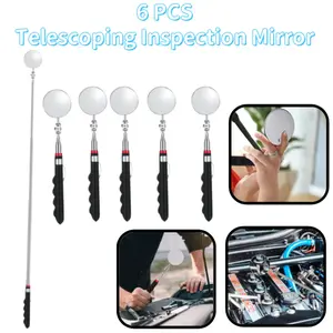 [Tools & Hardware] 6Pcs Telescoping Inspection Mirror,Retractable 30 Inch Mechanical Mirror Tool,Under Vehicle Inspection Mirror,Car Visual Reflector,Retractable Under Vehicle Detection Mirror Repair
