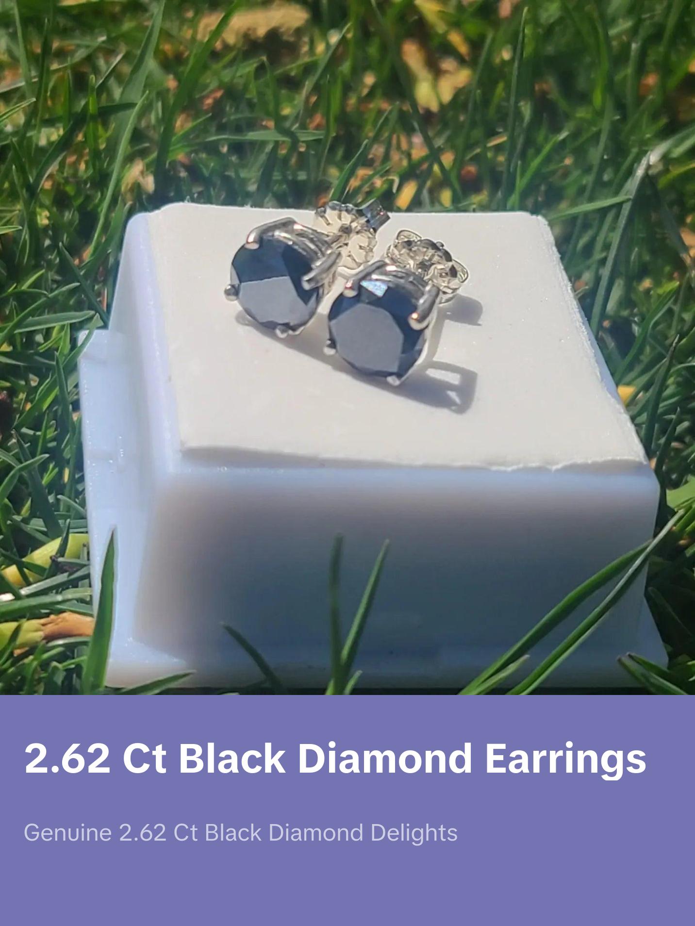 2.62 Carat Authentic Black Diamond Earrings 2.62 Carat Authentic Black Diamond Earrings