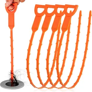Drain Snake Clog Remover - 4 Pack 20 Inch Flexible Hair Drain Removal Tool for Sink, Shower, Tub & Toilet, Drain Cleaner with Grip Handle - Easy Use Kitchen & Bathroom Drain Opener QUIUMES