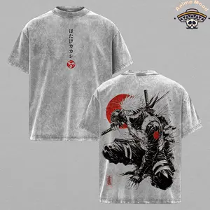 Kakashi Hatake T-Shirt Washed Vintage, Naruto Anime Oversize Streetwear Tee, Sharingan Ninja Graphic Shirt, Unisex Heavyweight Cotton Top, Gift for Anime & Manga Fans