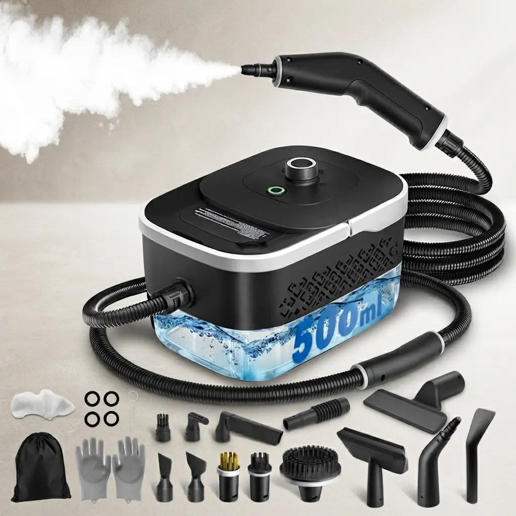 10-in-1 Portable Steam Cleaner, Portable Steamer for Cleaning with 10pcs Accessories, 221°F Steam Cleaner, 1.2L Tank, 3-Gear Adjustable and 12s Heat-Up, Handheld Steam Cleaner for Home, Tile, Dirt, Grout, Grease, Car Detailing
