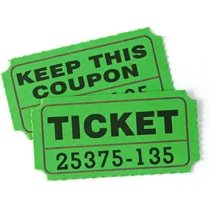 100 Raffle Tickets (200 Pcs 100 Pairs) 50/50 Double Ticket, Bold Numbers for Easy Reading, Suitable for Events, Entry, Class Reward & Prizes - Green