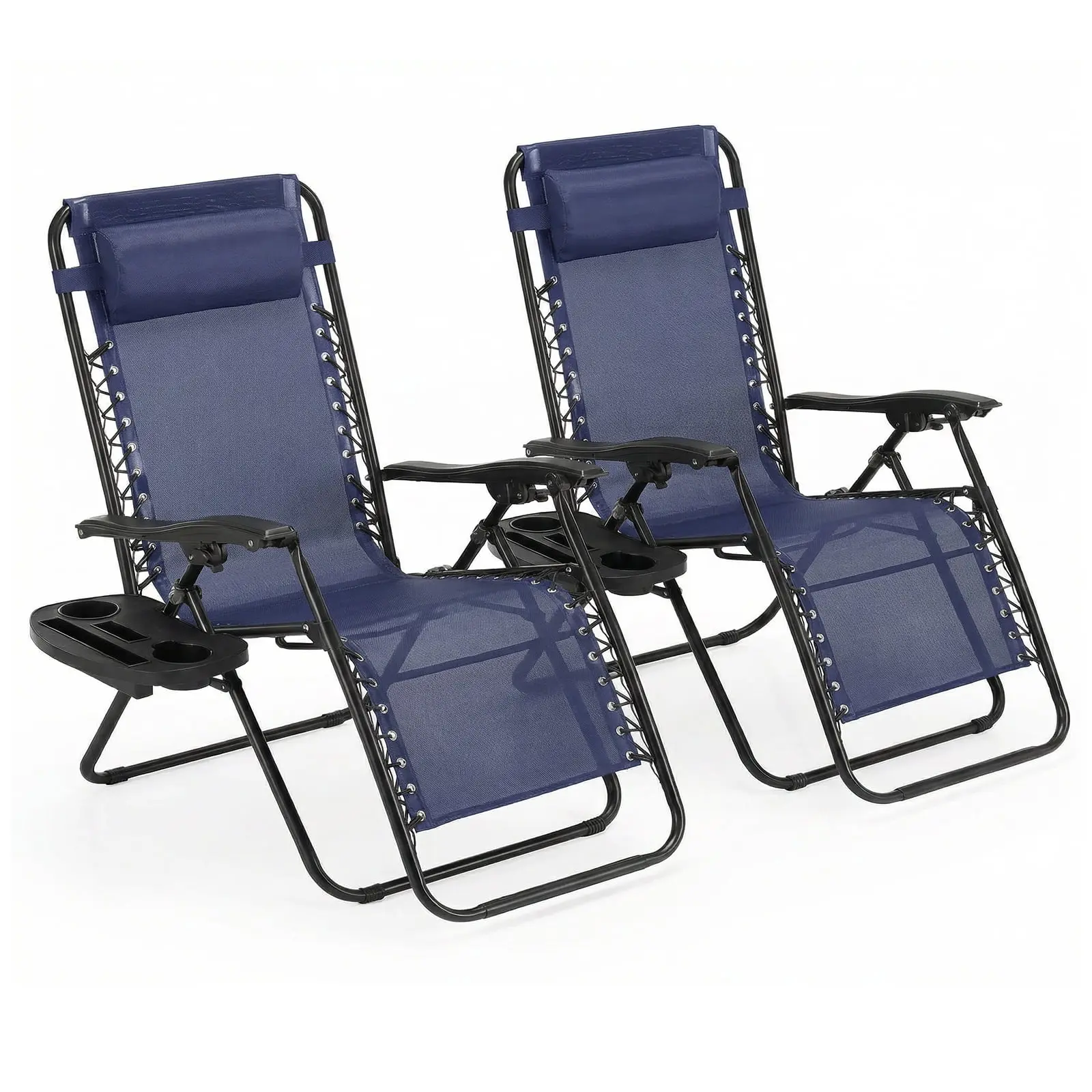 Alvantor 2-Pack 0 Gravity Lounge Chairs - Folding Recliners with Pillow, Cup Holder for Outdoor Patio, Pool