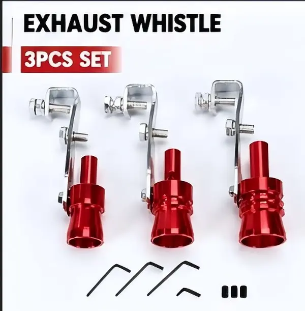 3PCS Car Exhaust Turbo Sound Whistle Set - S/M/L Sizes, Auto Exhaust Pipe Simulator, Modified Racing Car Sound Accessory metal frame