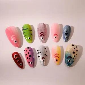 Fish Press On Nails Fishing Lure Nail Art Y2K Novelty Colorful Nails