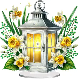 2D Flat Print Flower Night Light DIY Table Top Diamond Painting Ornament Kits Diamond Painting Desktop Ornaments Kit 5D DIY Diamond Art Tabletop Decorations for Home Office Desktop Decor
