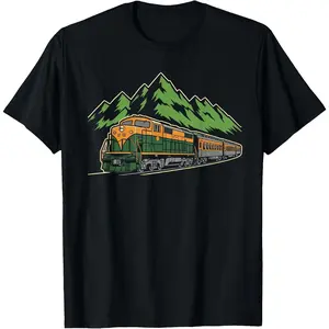 Women's 100% Cotton Short-Sleeve Casual T-Shirt - Retro Railroad Train Locomotive Conductor Design, Breathable Fabric Garment for Tropical Wear, Train Lovers