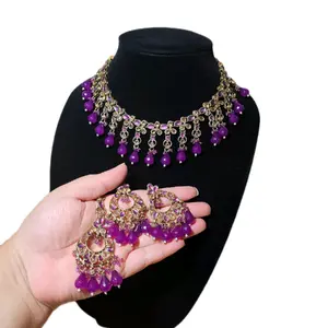 Desi Bollywood Indian Pakistani necklace earrings tikka set