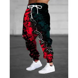 [Stylish Lifestyle Flex] Stylish 3D Graffiti Print Lifestyle Flex Men's Joggers |   Comfortable Polyester Casual Sweatpants with Drawstring & Pockets - for All Seasons