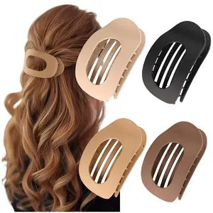 Solid Color Hair Clip, 4pcs Oval Acrylic Hair Clips Set for Women, No Trace Flat Large Hair Clip, Elegant Minimalist Frosted Solid Color Hair Clips for Daily Wear, Ideal Gifts for Her