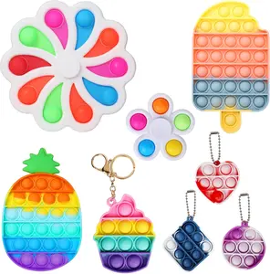 Fidget Pack, Siwarm Dimple Fidget Toys 8Pcs Bubble Sensory Fidgets Bundle Dimple Pack Fidgets Stress Relief Toys for Adults Autism Kids Special Toys for School, Classroom Prize