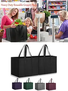 4 Pack Large Capacity Non-Woven Shopping Bags, Supermarket Grocery Bags, Eco Friendly Totes, Convenient Reusable Storage Bags, Durable and Eco-Friendly