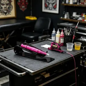 Acrylic Tattoo Pen Holder with Magnetic Base, Single Slot Tattoo Stand, Non-Slip Stable Tattoo Tool Organizer, and Transparent Colors Available