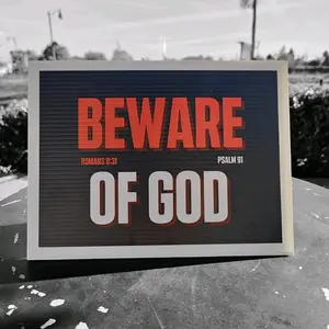 Just a spin from "Beware of Dog" with protection scriptures.  Made with corrugated plastic (what most yard signs are made of), 9 x 12, indoor/outdoors, UV ink