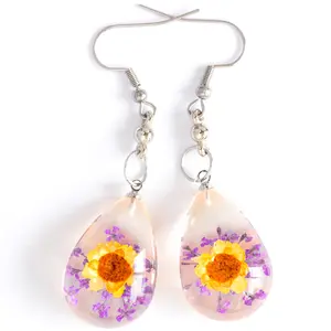 Flower Earrings Orange-Purple Orb Bea Earrings