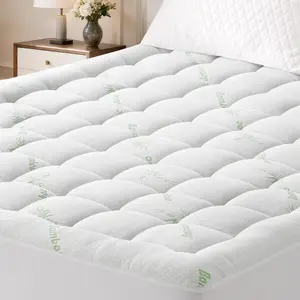 EMONIA Mattress Pad Queen Size Pillow Top Mattress Cover,Washable Mattress Topper,Breathable Soft Viscose Made from Bamboo,Mattress Protector Deep Pocket Fits 8-21 inches,White