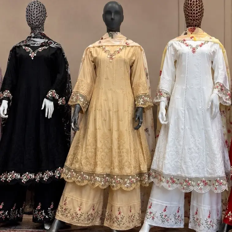 Pakistani-Style 3-Piece Embroidered Premium Heavy Reon Fabric Suit - Soft, Elegant Look for Festive