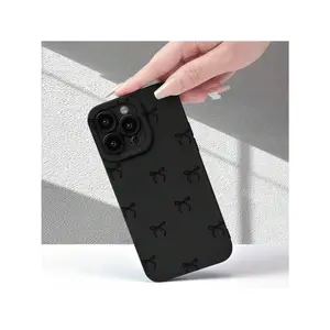 [TOP PiCKS][Hot , Phone Case] Shockproof Anti-Fingerprint Black Bow Pattern Mobile Phone Case |       Advanced Frosted Texture, Full Camera Protection, New, Suitable For IPhone 16/15/14/13/12/11/X/XR/XS/8/7/SE Mini Plus Pro Max Series