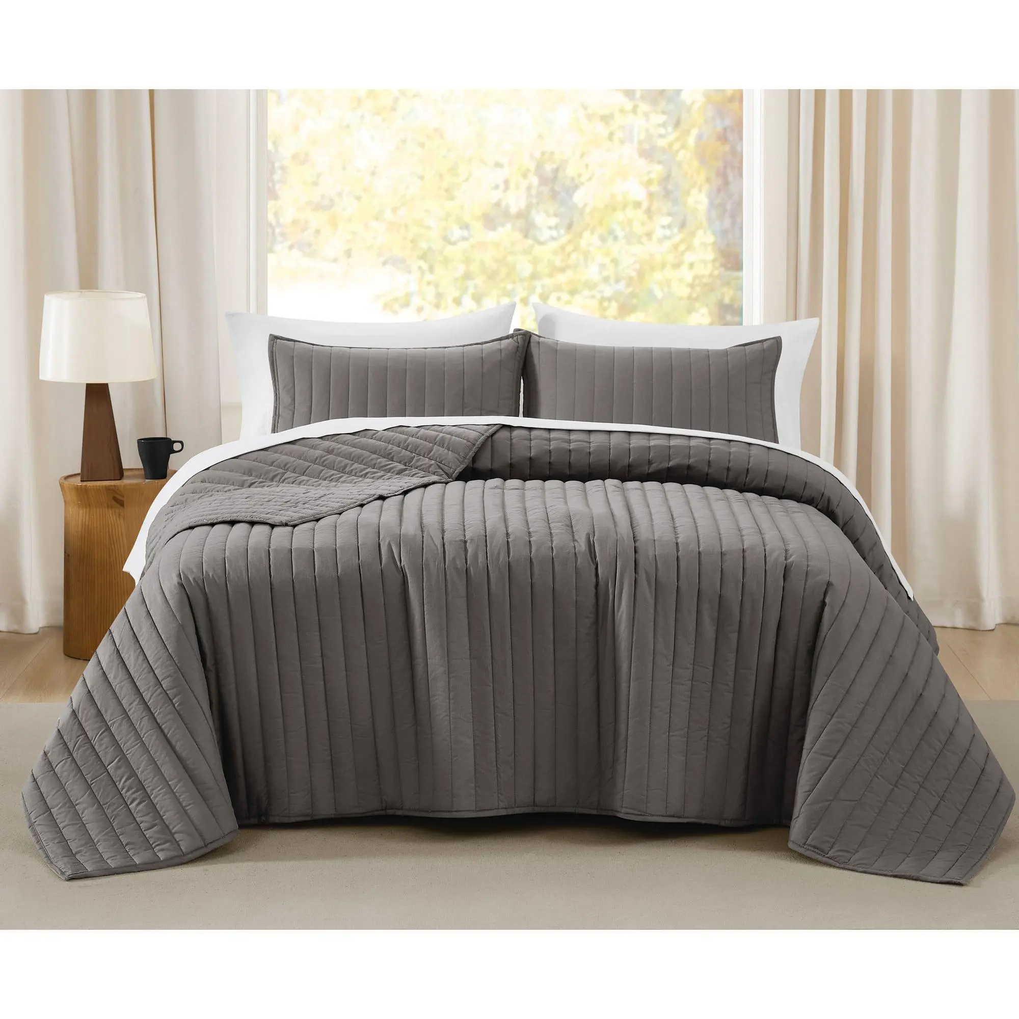 Brooklyn Loom Oversized Cotton Percale King 3pcQuilt Set