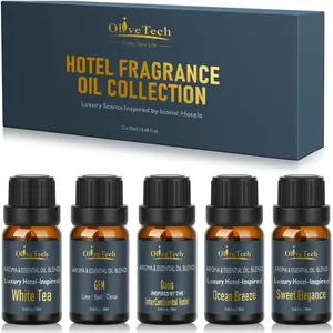 Diffuser Oil Gift Set - 5 x 20ml / 0.68 fl oz, Hotel Fragrance Oil Inspired by Iconic Luxury Hotel, White Tea, GEM & Scents,