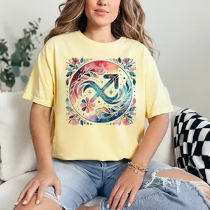 Sagittarius T-Shirt Comfort Colors Summer Everyday Style Shirtsleeve love casual comfortable super soft relaxed fit unisex Sizing womenswear Streetwear  vintage Crewneck Printed Loose Graphic Floral Zodiac Sign, Astrology, birth sign, celestial, horoscope