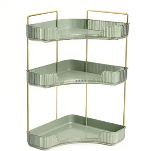 Versatile 3-Tier Countertop Organizer Tray | Clear Skincare & Cosmetic Holder with Sturdy Metal Support for Daily Organization