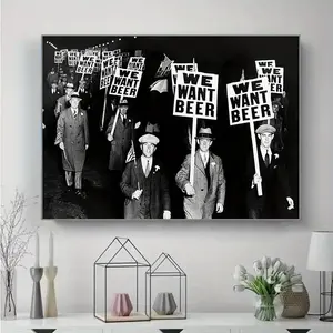 Vintage Art, We Want Beer Poster Black And White