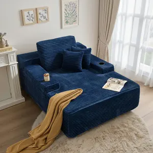 CAODOC Chaise Lounge Chair Indoor Oversized Comfy Sofa Bed with Cup Holder And Pillows & Armrests Fluffy Plush Faux Fur Sleeper Couch Lazy Chair Bed for Living Room Ultimate Comfort Aesthetic Design Aesthetic