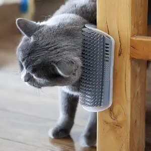 2 Pack Soft Wall Corner Cat Self Groomer, 6.1 Inch Extended Design, Cat Face Scratcher & Massage Grooming Brush for Indoor Cats