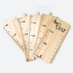 Real Wood Height Measurement Wall Sticker, Self-Adhesive Peel and Stick Removable Growth Chart, No Drilling Easy Installation, Kids Room Bedroom Gym