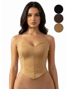 Three-Color Heart Neck Tube Top, Strapless, Sexy Slimming Short Backless Vest, Spring Summer Party Date Night, Plain Fitted Style
