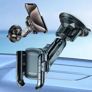 Phone Holder Mount with Vibration Dampener & Twist-Lock Suction Cup Base, [Camera Friendly] [1s Lock & Release] with Metal Medium Arm for  Windshields, Fit 5.4''-7.2'' Smartphones