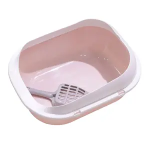 Litter Box - Kitty Litter Pan Open Top Pet Litter Tray Cat Sand Box Large Bedpan Kitten Potty Toilet for Rabbit Small Animals Pets Supplies
