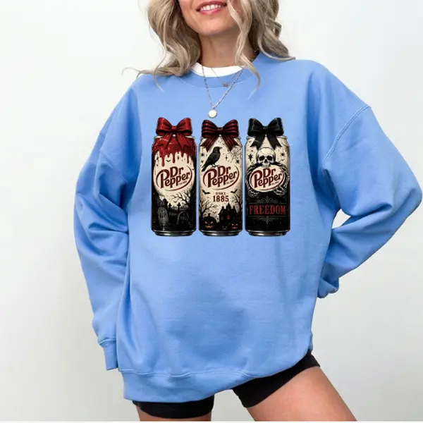 Retro Soda Can Sweatshirt, Vintage Beverage Graphic Crewneck, Cute Fizzy Drink Pullover, Casual Fall Sweatshirt