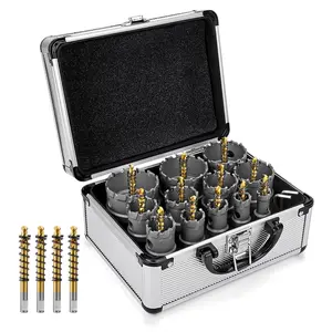 Carbide Hole Saw Kit for Metal TCT 5/8"-2-1/4" Inch Hole Cutter Set, for High Precision Cutting of Stainless Steel, Iron, Copper, Brass