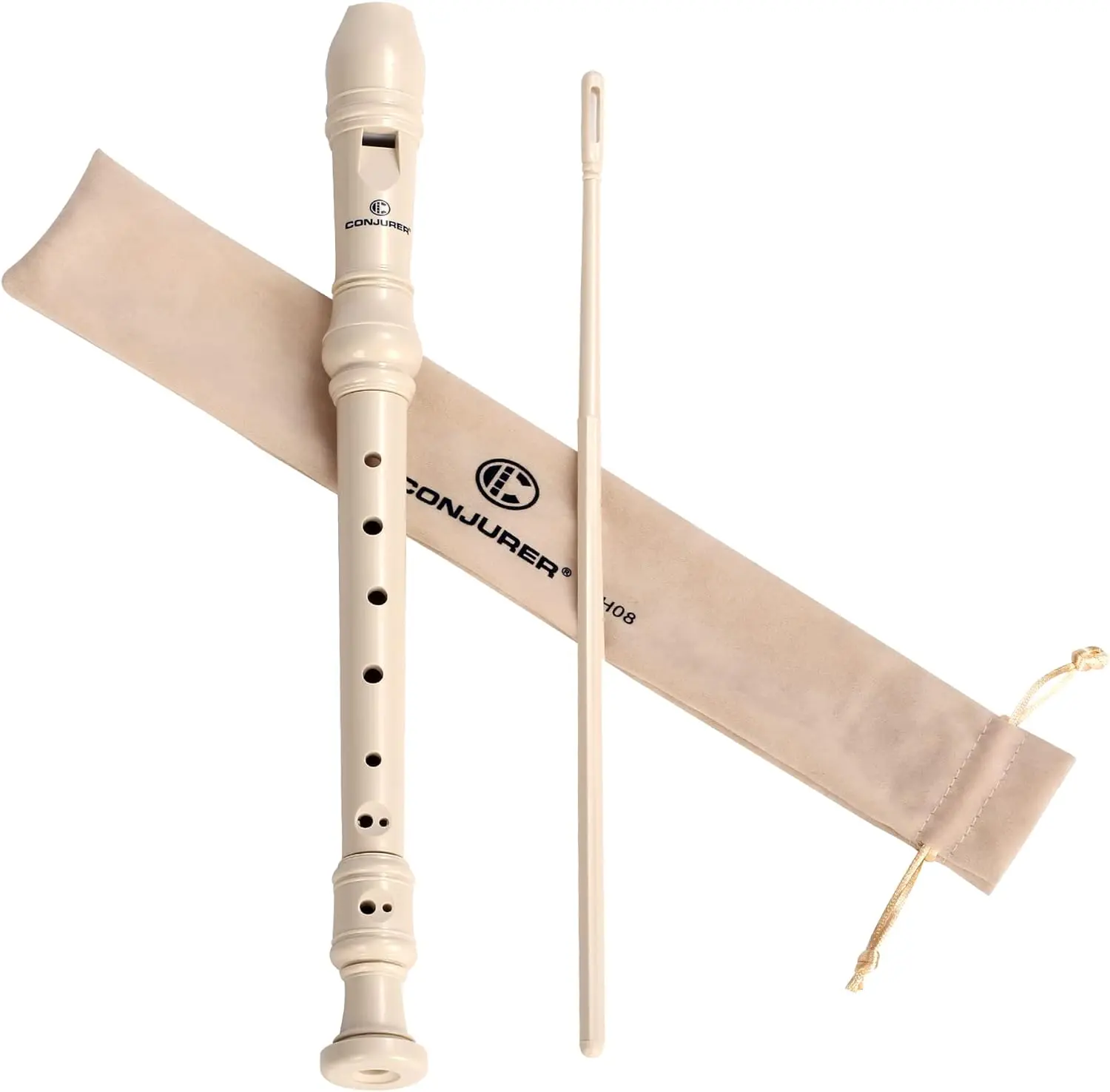Soprano Recorder Instrument for Kids&Student - German Fingering 8 Hole Flute ABS Descant Recorders for Beginners with Cleaning Rod and Bag, Beige