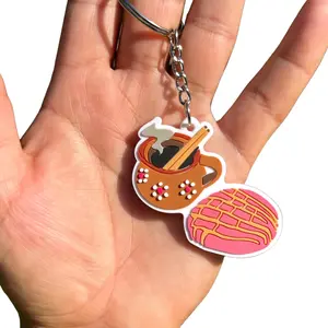 Cafecito y Concha Keychain, mexican keychain, Pan dulce, mexican clay, cafecito y chisme, mexican gifts, concha, cafecito, pan dulce, mexican art, llaveros, keychains, mexico, keyring