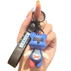 Trendy Large Strap Bunny Bear Keychain Pendant Small Gift Couple Bag Car Decoration Key Ring