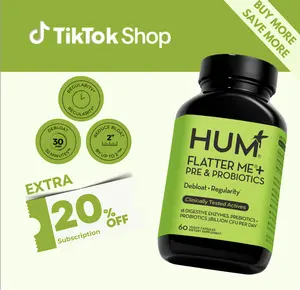HUM Flatter Me+ Pre & Probiotics - Fast Acting Bloat Relief Supplement for Digestive Health & Debloating - Vegan 60 Servings - Clinically Tested Active Ingredients - Healthcare - Dietary Fitness Edible