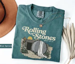 Comfort Colors Rolling Stones T-Shirt, Trendy Easter Clothing, Jesus Christ Shirt, Gift For Christian, Faith-Based Graphic Tee, Gift For Her - HARSIN