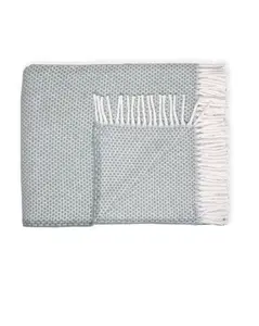212 MAIN Soft Links Pattern Cotton-Acrylic Throw Blanket - 55x70" Large Size Rectangular Rice Grain Design, Sage