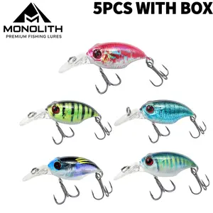 [Free shiping]FishingLures Crankbaits 5Pcs/0.21oz,3D Realistic Eyes,Noise Lures Fish,High-frequency Vibration Swaying Lifelike Swimbait Highly Attractive To Fish,Easy Catch Equipment for Beginners,With Sharp Treble Hook,For Bass,Trout,Fresh&Saltwater