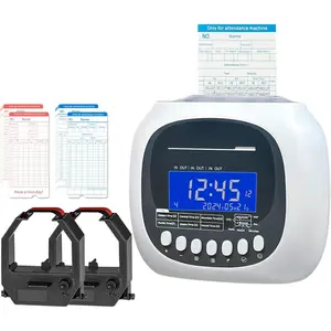 Time Clock for Employees Small Business, 6 U.S. Time Zones, Automatic  Saving & Auto Time Update, Punch Card Time Recorder with 6 Punches Per Day-100 Time Cards and 2 Ribbons